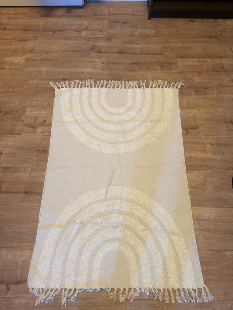H&M Home Vloerkleed Beige 90x130cm Antislip, 100 tot 150 cm, Beige, Zo goed als nieuw, Rechthoekig