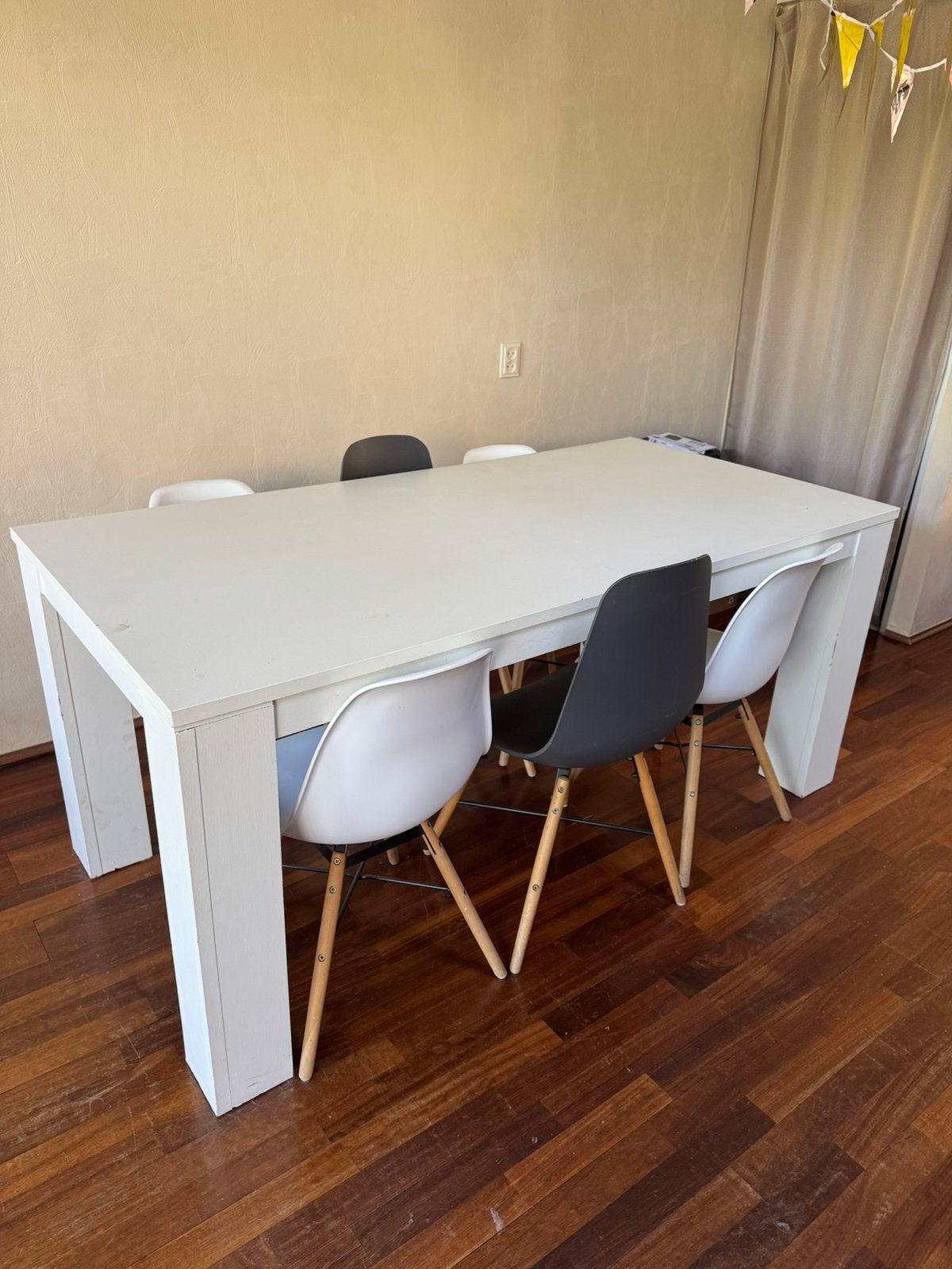 Eetkamertafel 180 cm en 6 stoelen GRATIS, Ophalen, Gebruikt, 50 tot 100 cm, Vijf personen of meer