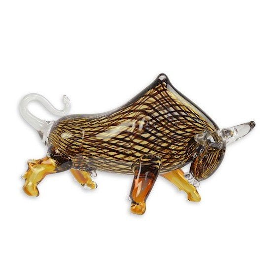 Glazen Stier Beeldje - Handgeblazen Kunst, Ophalen of Verzenden