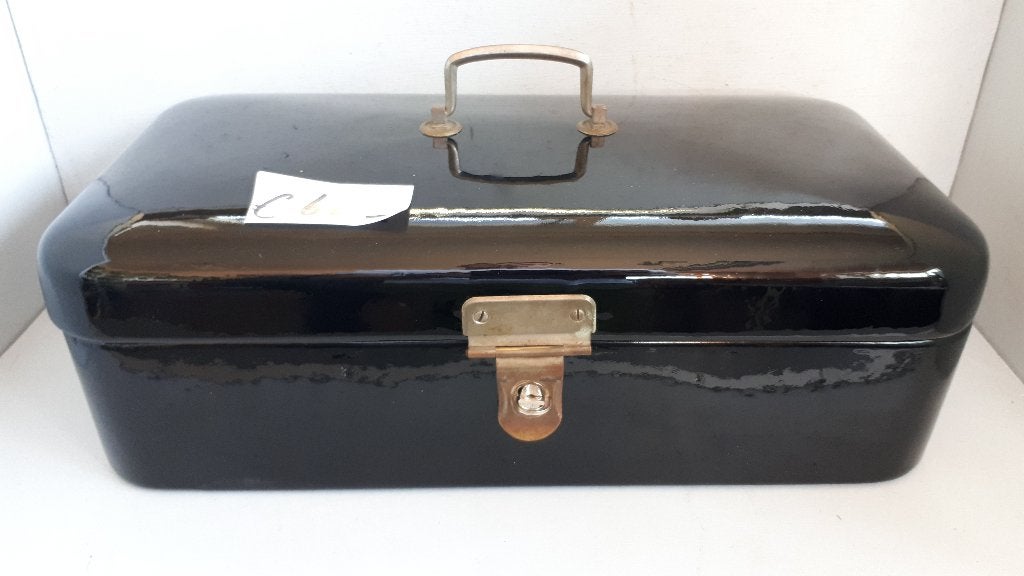 Broodtrommel Zwart, Antiek en Kunst, Antiek | Emaille, Ophalen of Verzenden
