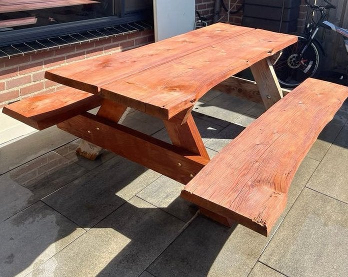Douglas picknicktafel, Ophalen, Gebruikt, Rechthoekig, Hout