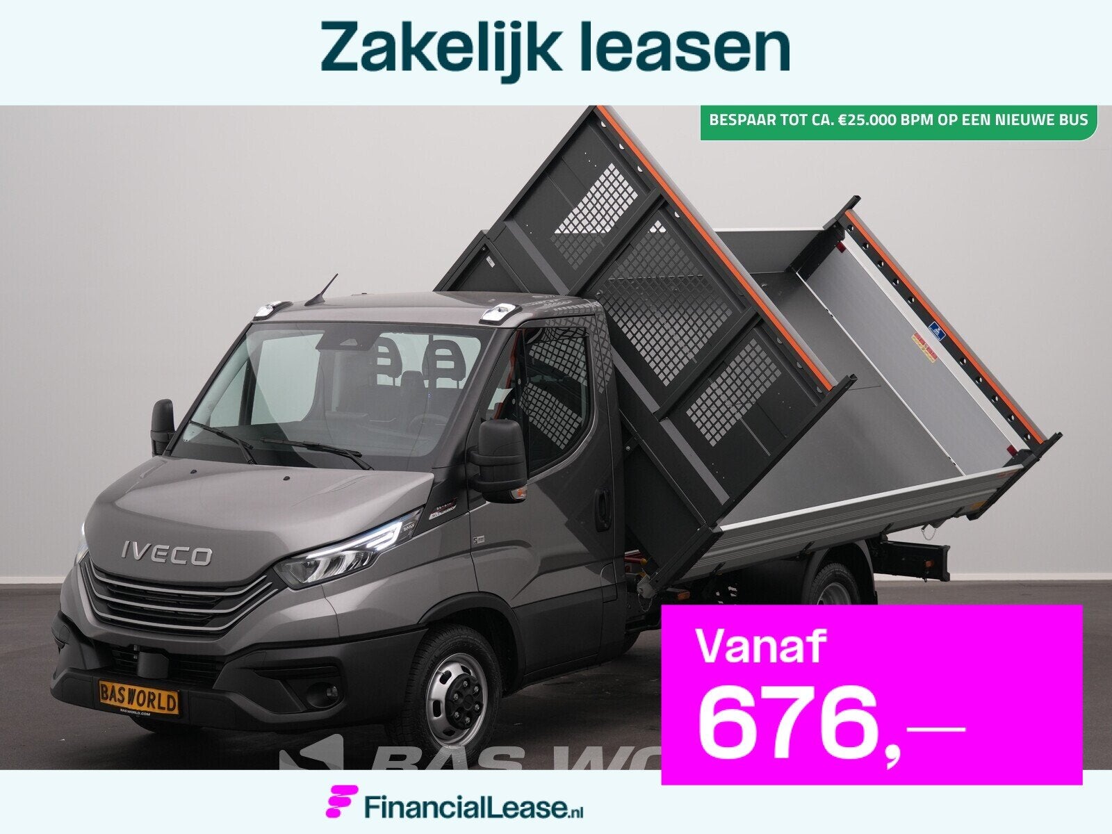 Iveco Daily 35C21 3.0L Automaat Driezijdige Kipper 210PK Dub, Automaat, Multifunctioneel stuurwiel, Stof, Euro 6