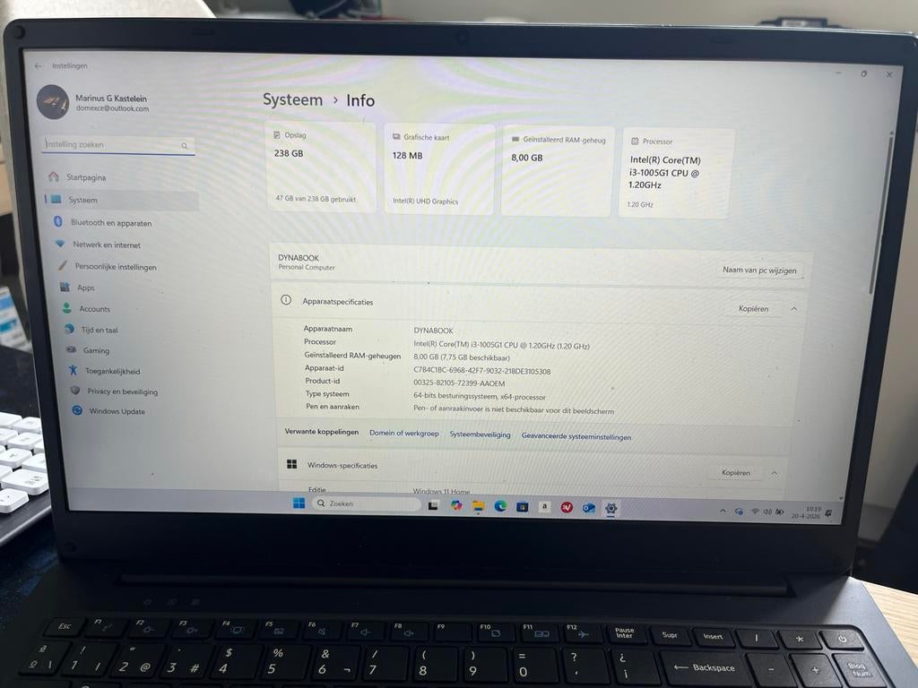 Toshiba Dynabook Satellite Pro - i3-1005G1, 8GB RAM, 256GB S, Computers en Software, Windows Laptops, Gebruikt, 2 tot 3 Ghz, 8 GB