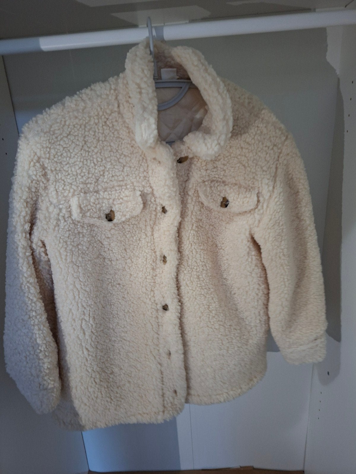 Zachte Crème Teddy Jas - HEMA - Maat 146/152, Ophalen, Jongen of Meisje, Zo goed als nieuw, HEMA