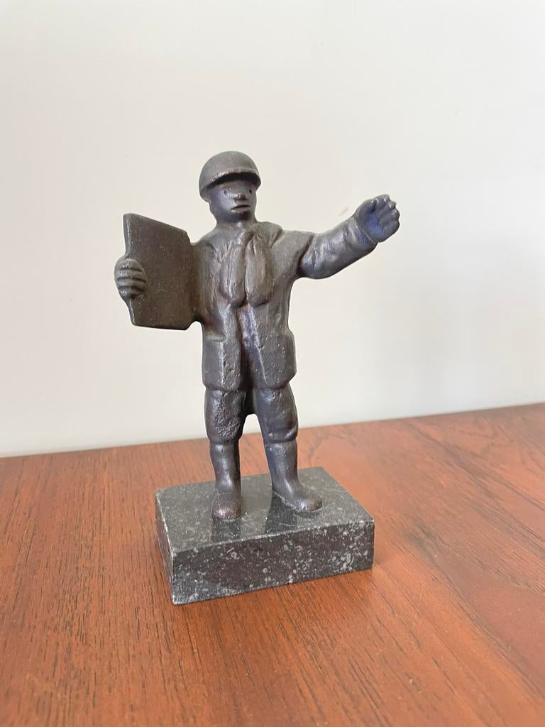 Bronzen beeldje - Opzichter, Ophalen of Verzenden, Zo goed als nieuw, Mens