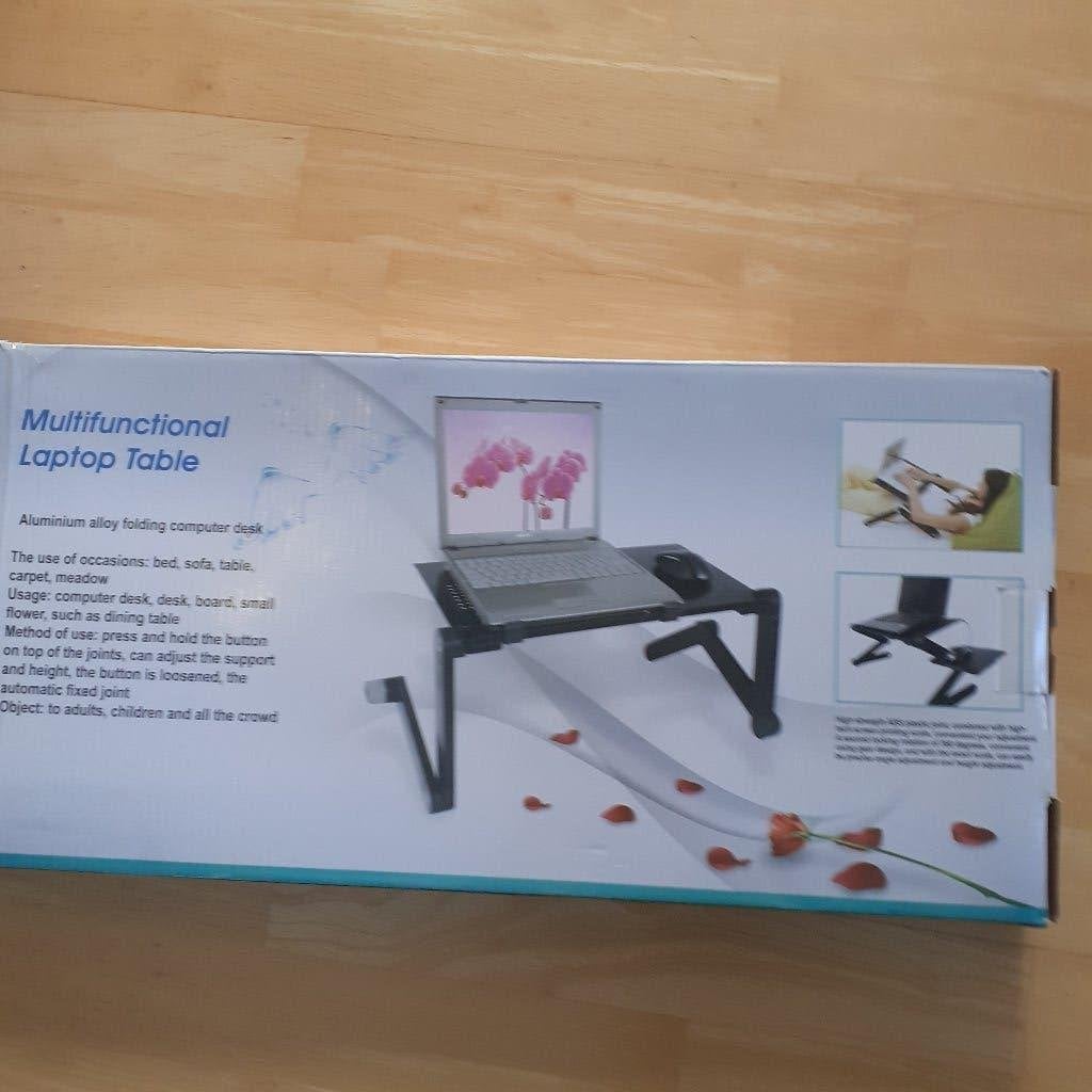 laptoptafeltje zwart met ventilator, Computers en Software, Ophalen of Verzenden, Zo goed als nieuw, In diepte verstelbaar
