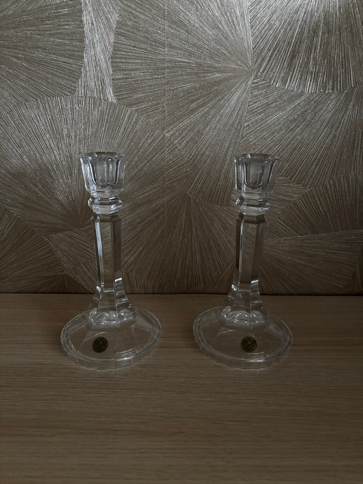 Set van 2 RCR Royal Crystal Rock kandelaars, Ophalen of Verzenden, Kristal