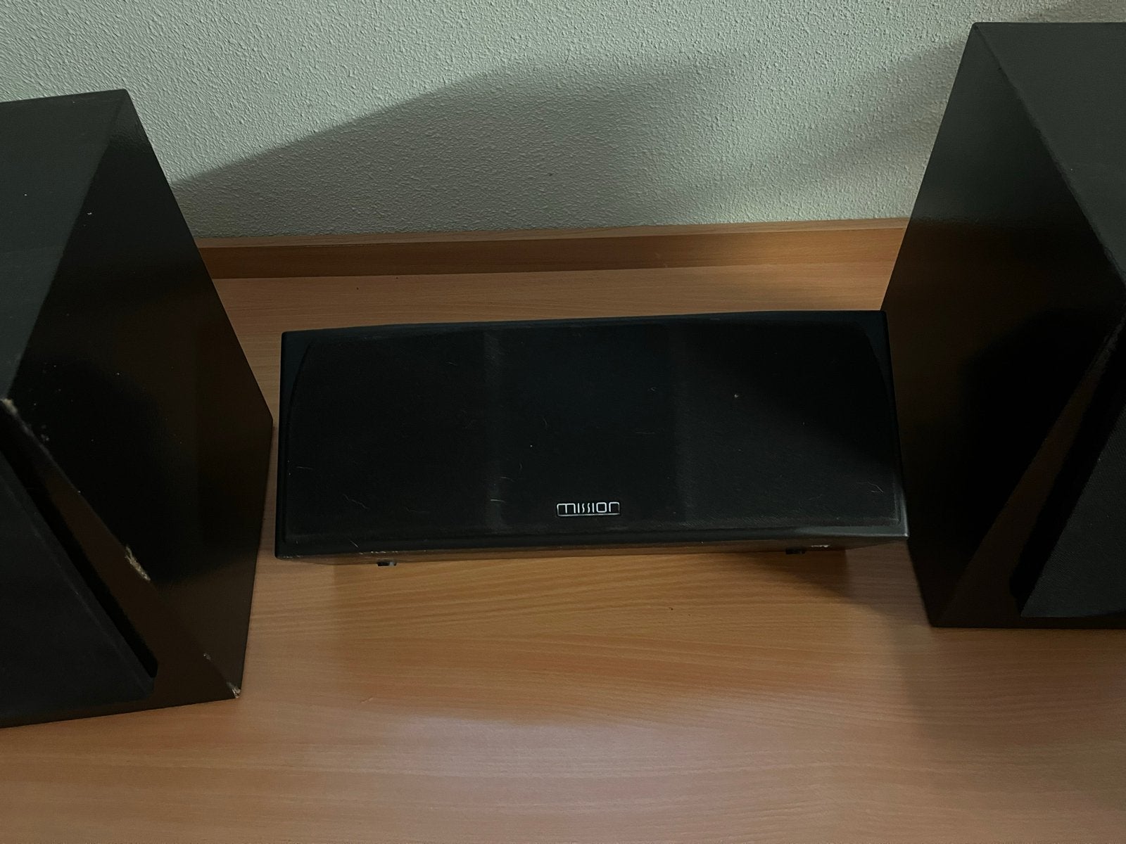 Mission 73C Centerspeaker - Made in England - Zwart, Ophalen, Gebruikt, Geschikt voor surround/home cinema, Boekenplank luidspreker