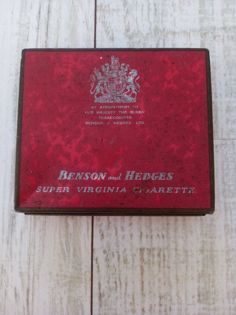 Vintage 1920's/ Benson/Hedges Super Virginia Sigarettenblik, Ophalen of Verzenden, Gebruikt, Tabaksdoos of Verpakking