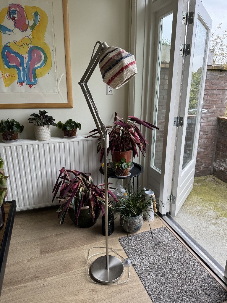 Sta lamp / vloer lamp designer van de Heg, Ophalen, Gebruikt, E27 (groot), Modern landelijk vintage designer boho