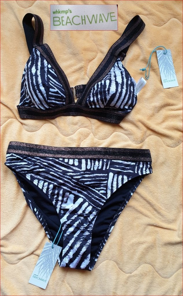 WEHKAMP BEACHWAVE bikini (zwart/grijs/kopper) 36/38 nieuw, Kleding | Dames, Zwart, Nieuw, Ophalen of Verzenden, Bikini