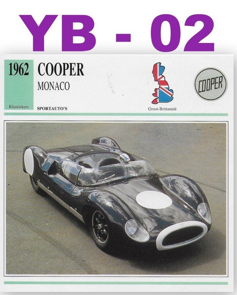 Yb02 autokaart cooper monaco ( 1962 ), Ophalen of Verzenden, Zo goed als nieuw, Auto's