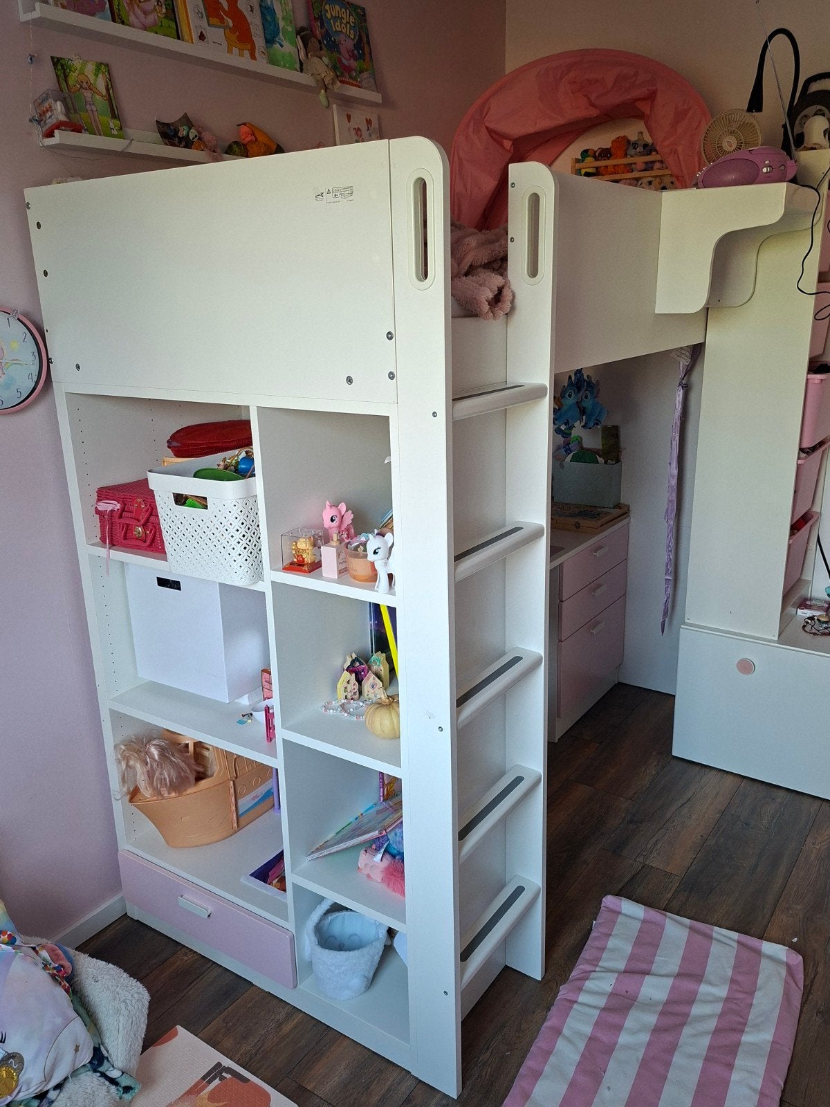 Ikea Smastad hoogslaper met bureau, Ophalen, Eenpersoons, Zo goed als nieuw, 200 cm