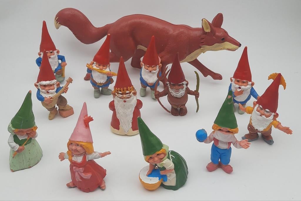 David de Kabouter 12 figuren + Swift de Vos uit de jaren '80, Verzamelen, Poppetjes en Figuurtjes, Ophalen of Verzenden, Gebruikt