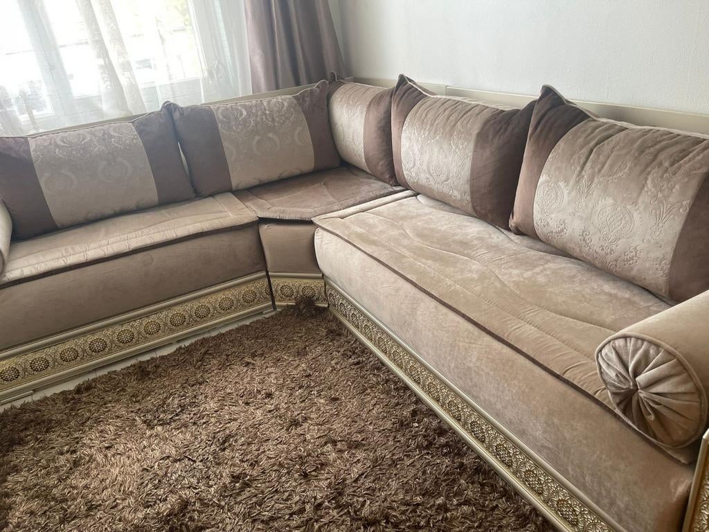 Marokkaanse hoekbank sedari - Bruin/Beige, Huis en Inrichting, Banken | Complete zithoeken, Ophalen, Zo goed als nieuw, Stof, Marokkaans, Oosters, Traditioneel