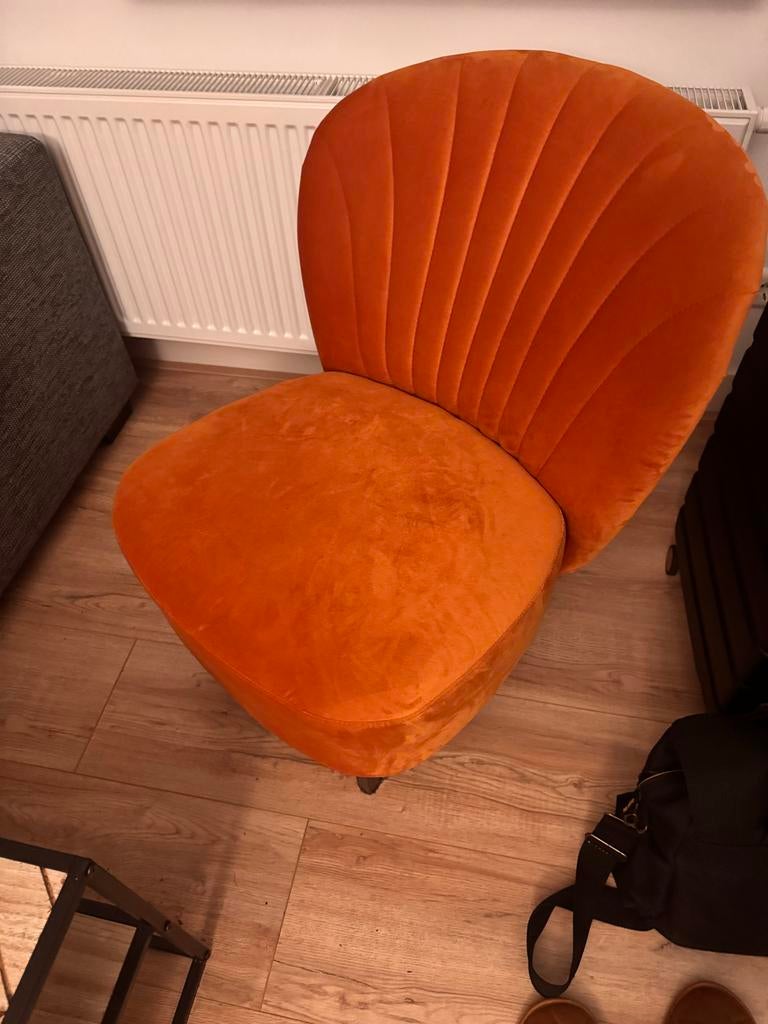 Oranje fauteuil, Ophalen, Gebruikt, Minder dan 75 cm, Stof