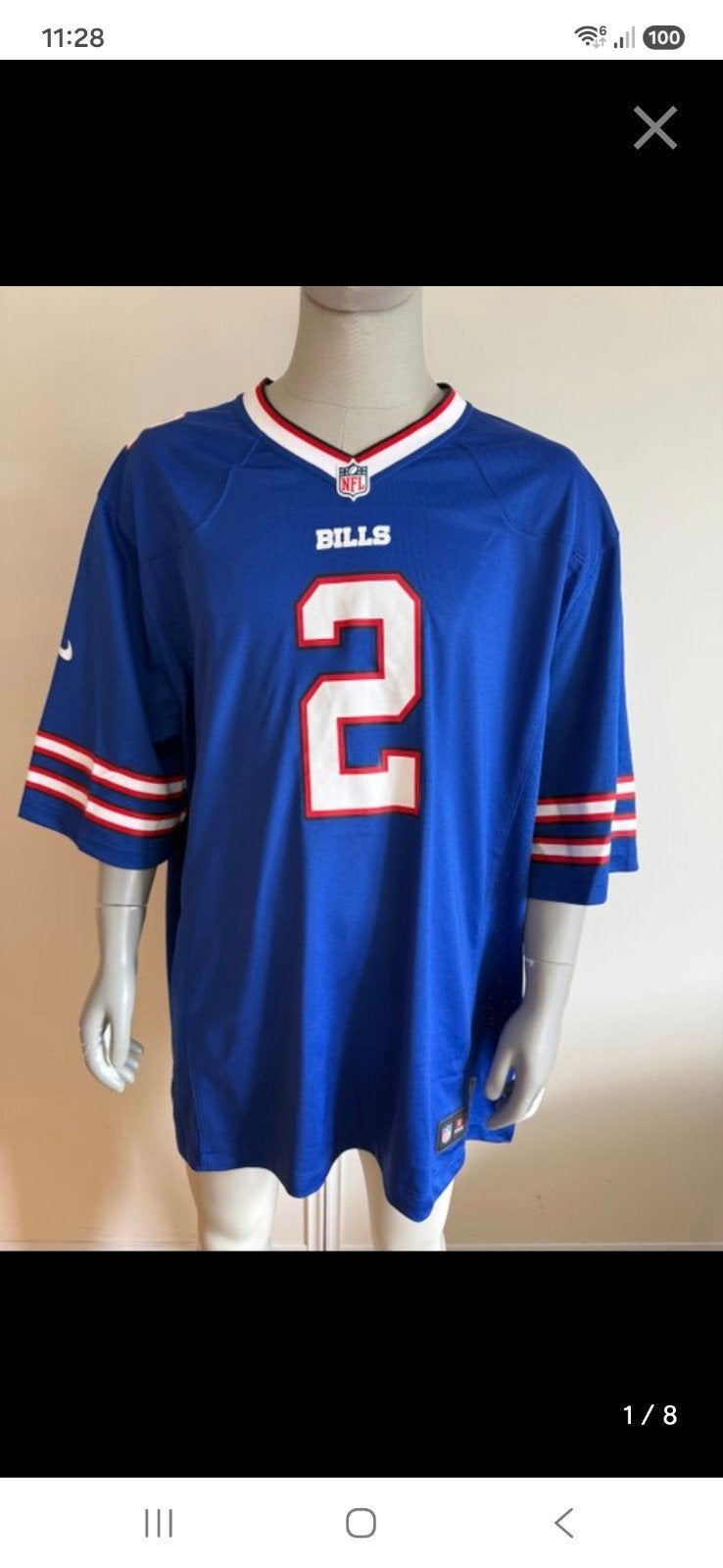 NFL Buffalo Bills Bass #2 Nike Jersey - Maat 3XL, Groter dan maat XL, Ophalen of Verzenden, Zo goed als nieuw, Shirt
