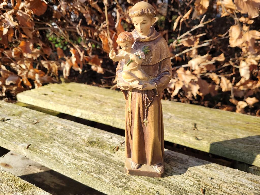 Padua heilige Antonius beeld met christus baby, Antiek en Kunst, Ophalen of Verzenden, Handgemaakt, Houtsnijwerk