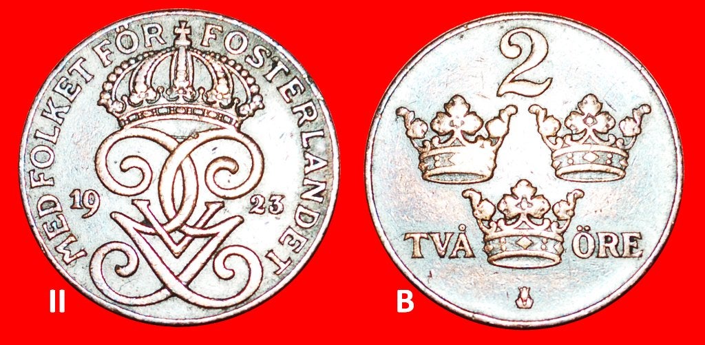 Ⰺ 3 CROWNS (1909-1950): SWEDEN 2 ORE 1923! DISCOVERY COIN!, Ophalen of Verzenden, Overige landen, Losse munt