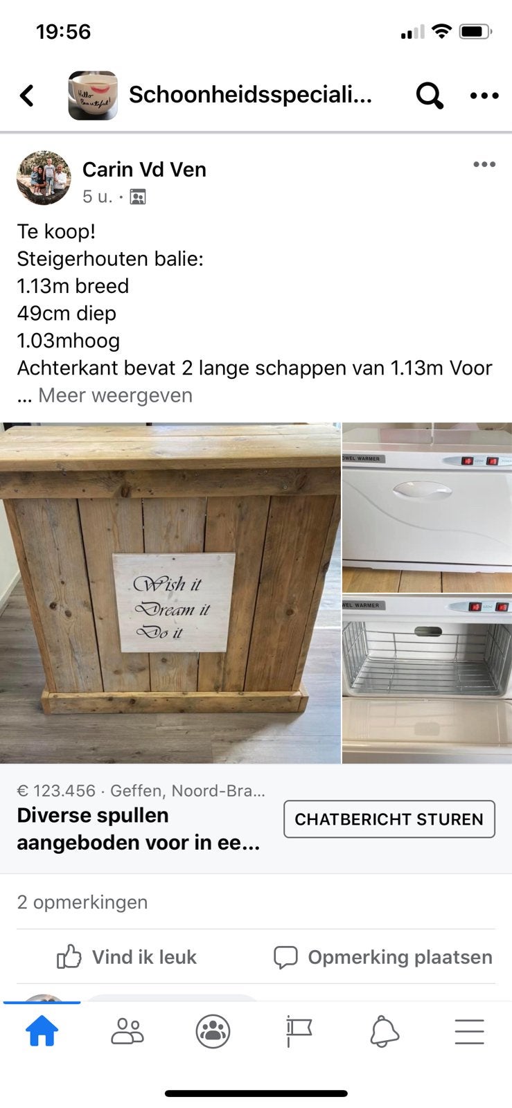 Steigerhouten balie met opbergruimte, Ophalen, Gebruikt, Hout, Bruin