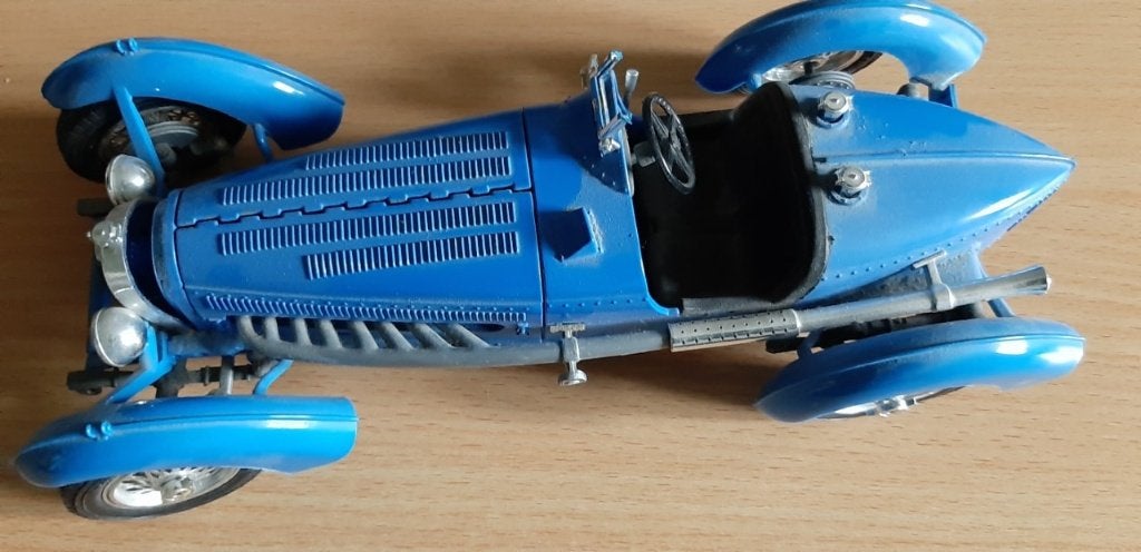 Blauwe Bugatti, type 59 (1934) schaal 1/18, Ophalen of Verzenden, Auto, Bburago