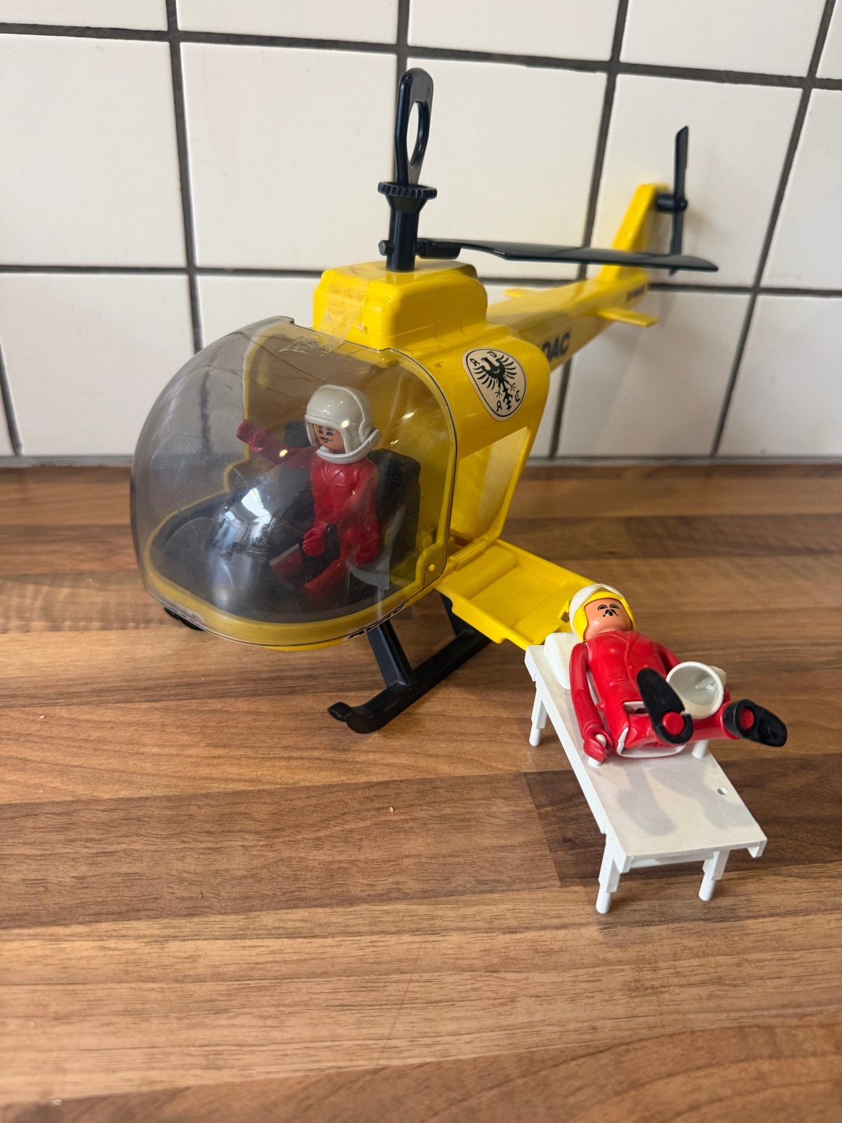 Vintage Playmobil ADAC Helikopter uit de jaren '70, Ophalen of Verzenden, Gebruikt, Complete set, Voertuig