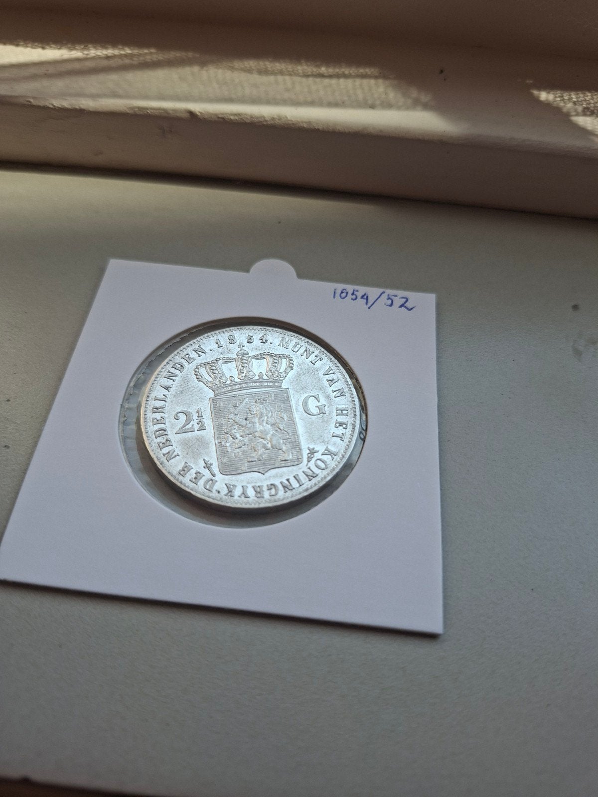 Rijksdader 1854/52 2½ gulden 1854 jaartalwijziging, Postzegels en Munten, Koning Willem III, Zilver, Ophalen of Verzenden, Losse munt