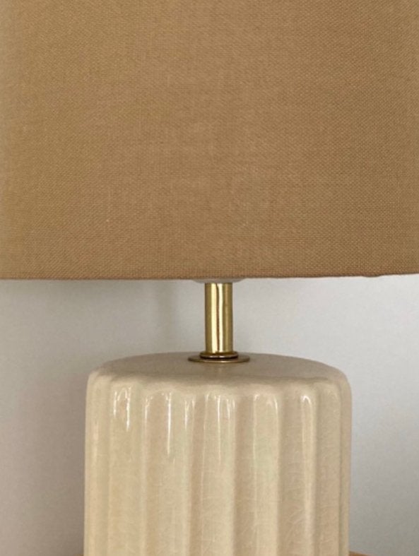 😍Moderne beige linnen tafellamp lamp keramiek lampenvoet, Beige, Art deco, Textiel, Ophalen of Verzenden
