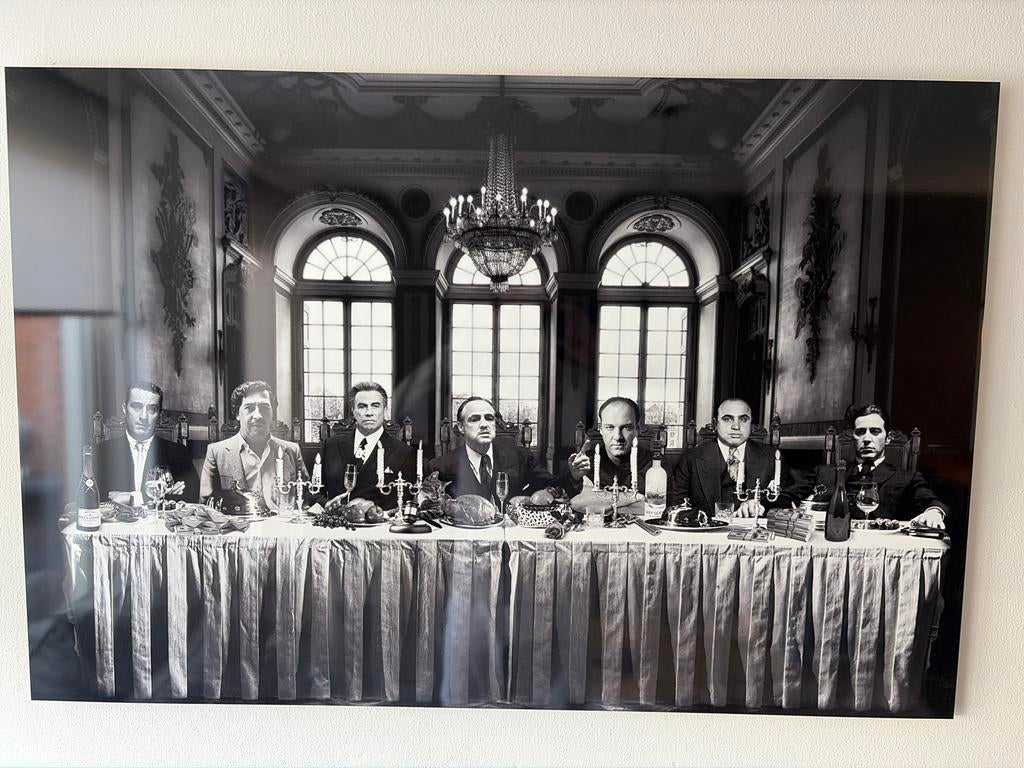 Zwart-wit foto maffia, Ophalen, Gebruikt, 50 tot 75 cm, 100 tot 125 cm