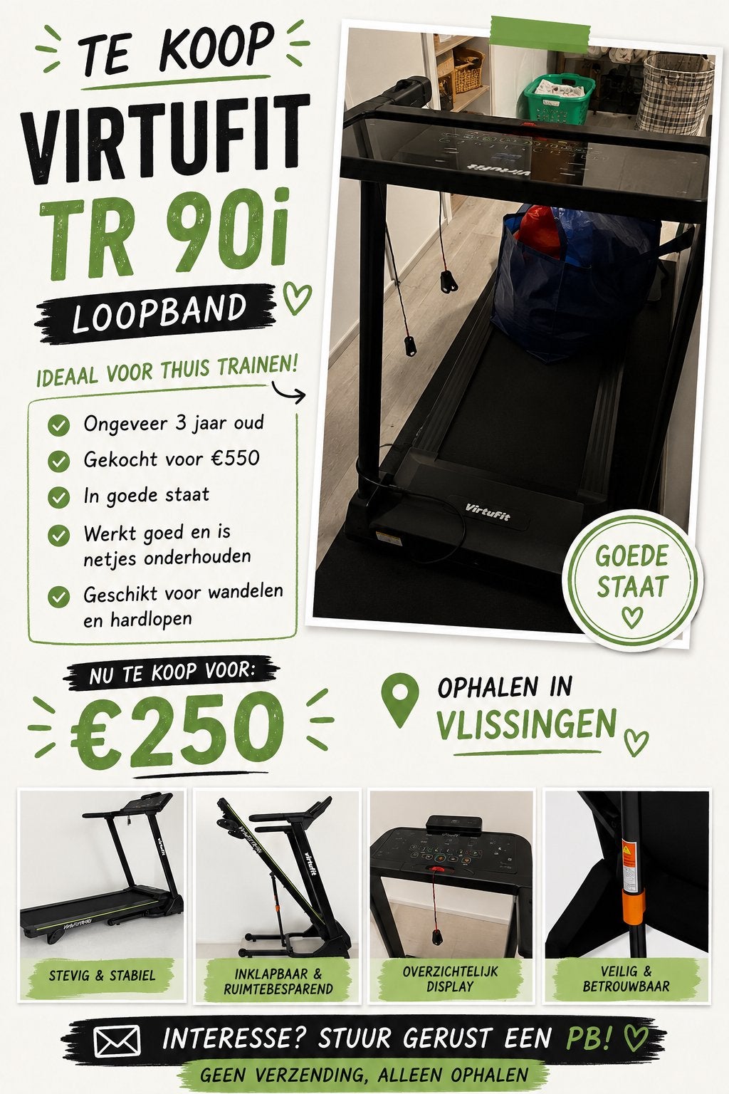 VirtuFit TR 90i Loopband - Ideaal voor thuis trainen!, Ophalen, Zo goed als nieuw, Loopband