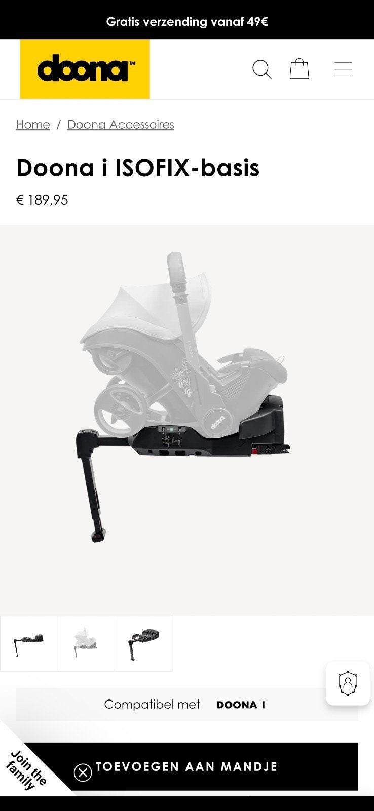 Doona I isofix base, Ophalen of Verzenden, Nieuw, Overige merken