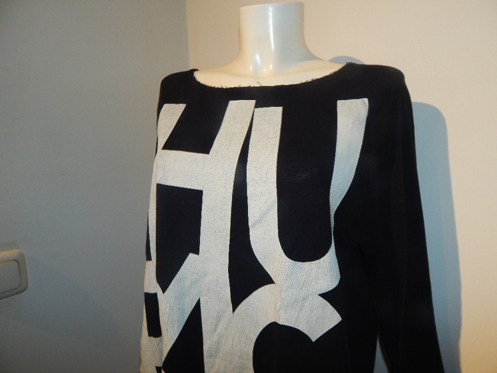 Annette Gortz baggy trui sweater old look letter opdruk L, Annette Gortz, Verzenden, Zwart, Maat 42/44 (L)