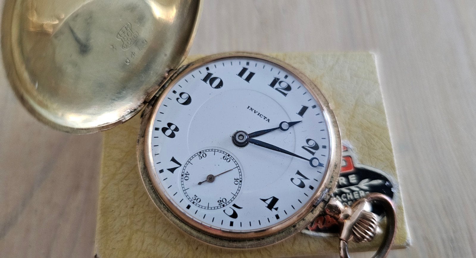 14K gouden zakhorloge Invicta Swiss 4.2 cm €1100 LEES AUB, Ophalen, Goud, Zakhorloge, Overige merken