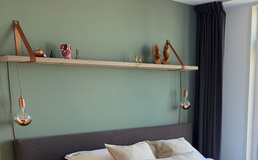 Leren plankdragers Cognac kleur - Makkelijk te bevestigen, Huis en Inrichting, Ophalen of Verzenden, Zo goed als nieuw