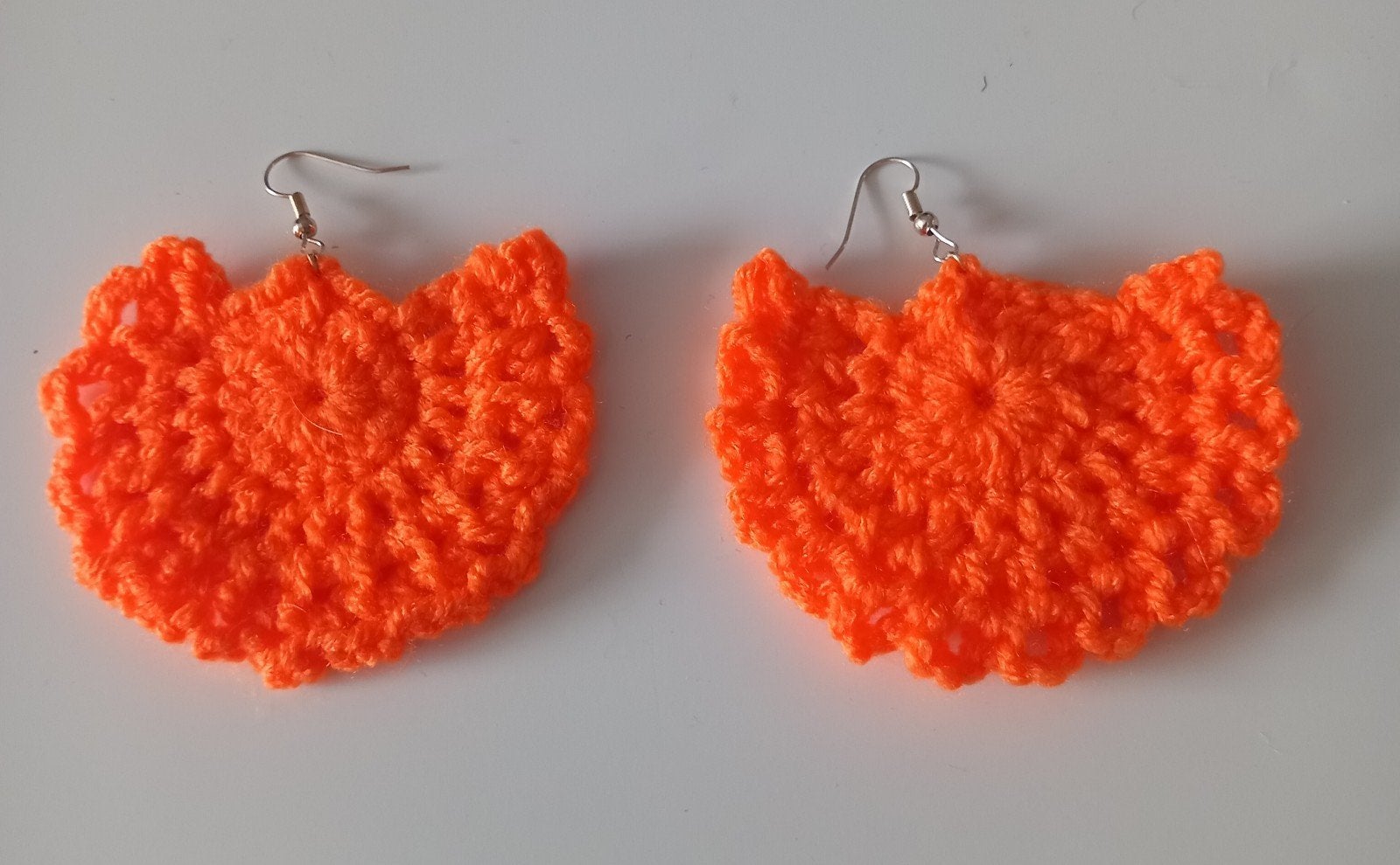Opvallende Oranje Gehaakte Oorbellen, Overige materialen, Hangers, Nieuw, Oranje