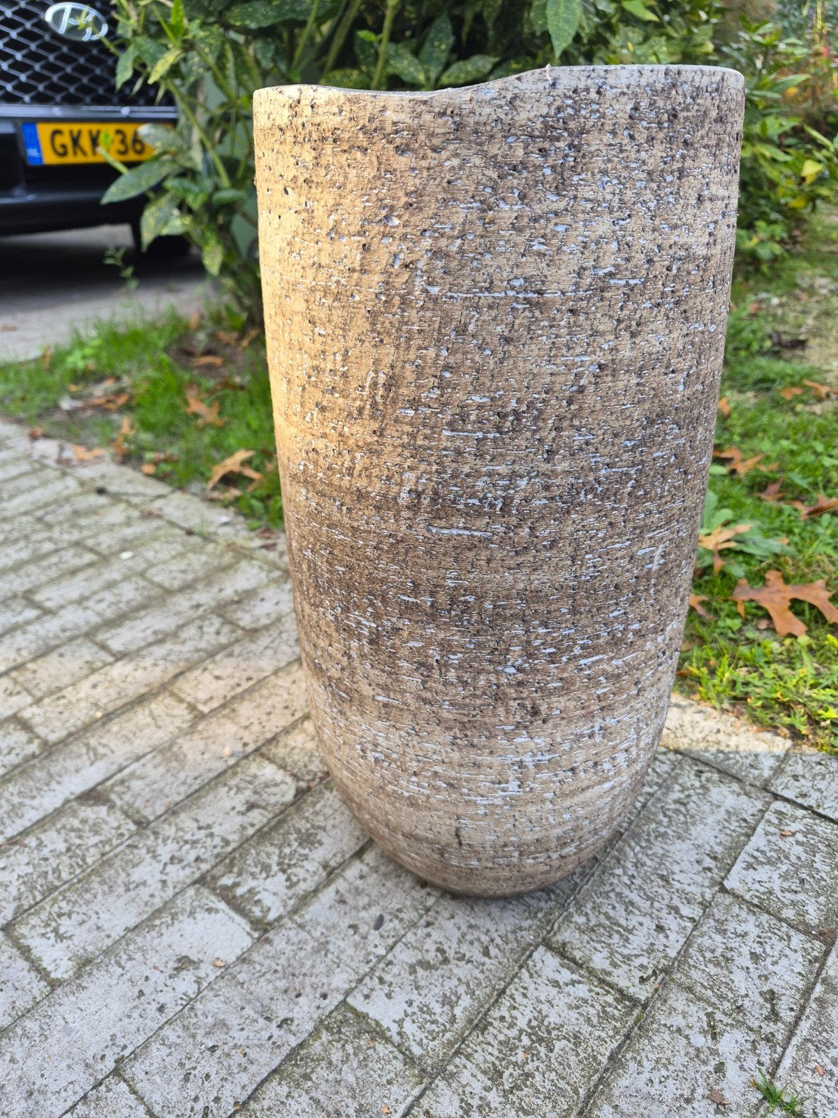 Bloempot aarde tinten 45 cm hoog, 20 cm doorsnede, Gebruikt, Ophalen of Verzenden, Minder dan 25 cm, Binnen