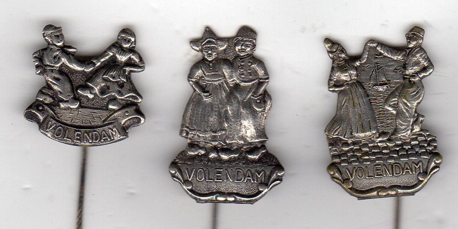 3 speldjes VOLENDAM KLEDERDRACHT ZEILSCHIP (A4), Verzamelen, Ophalen of Verzenden, Gebruikt, Overige onderwerpen