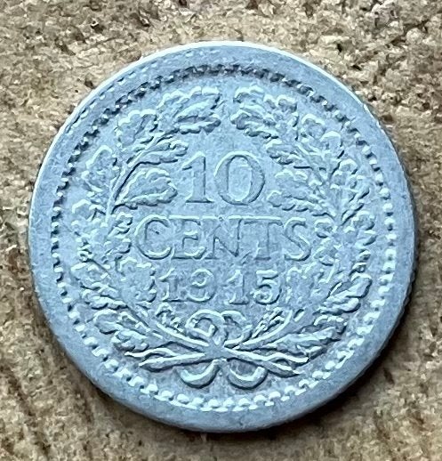 10 cent 1915 Wilhelmina, Ophalen, Zilver, 10 cent, Koningin Wilhelmina