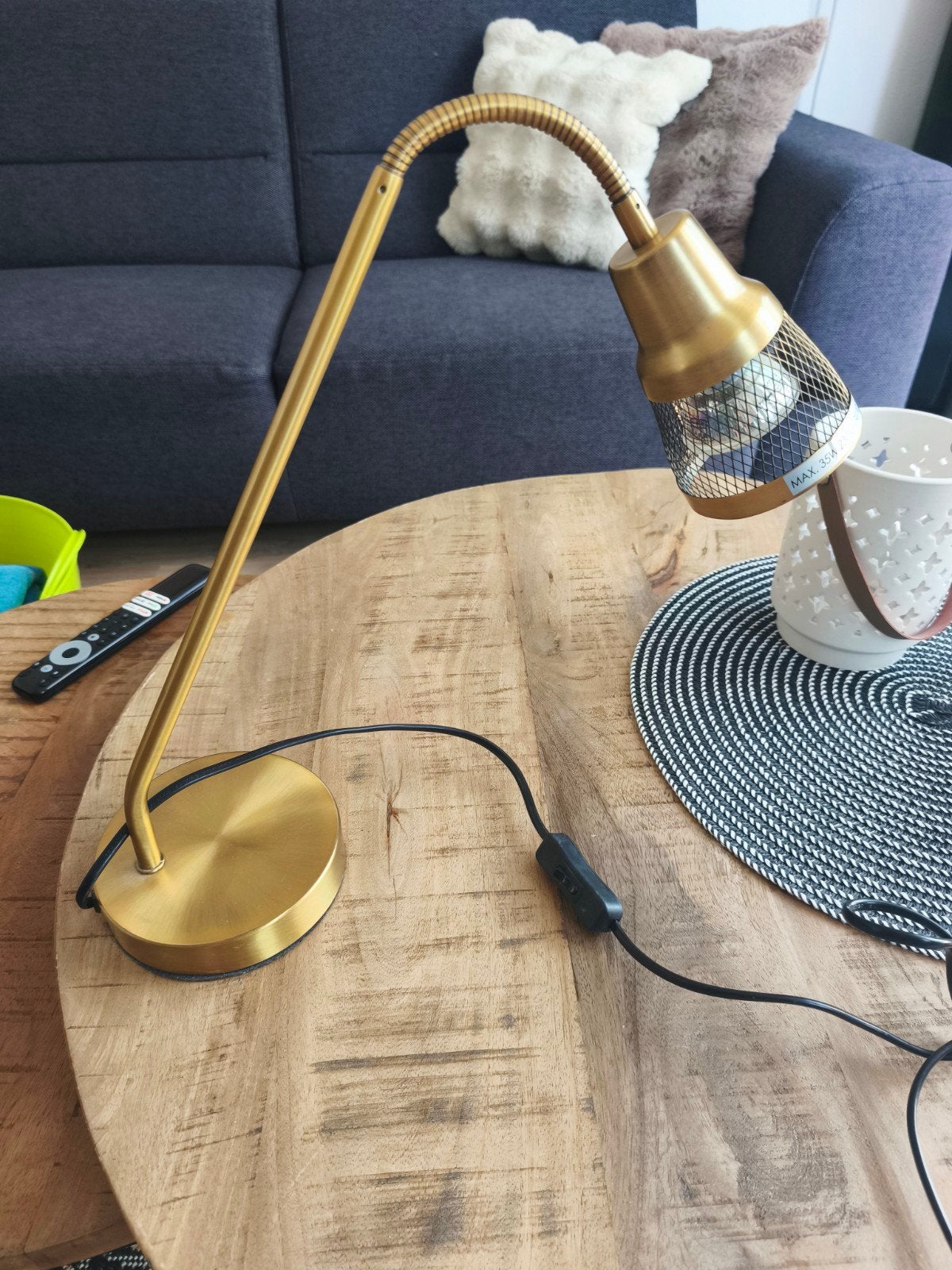 Gouden tafellamp met flexibele arm en GU10 fitting, Ophalen, Bureaulamp, Goud, GU10