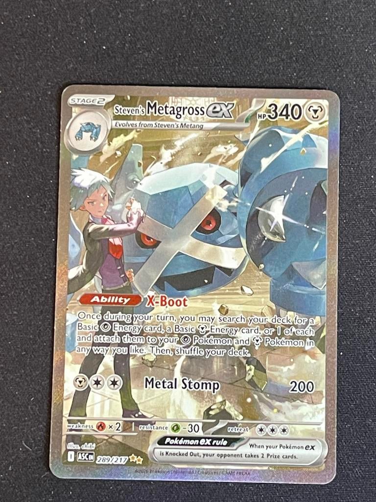 NM steven’s metagross ex 289/217, Ophalen, Zo goed als nieuw, Losse kaart, Foil