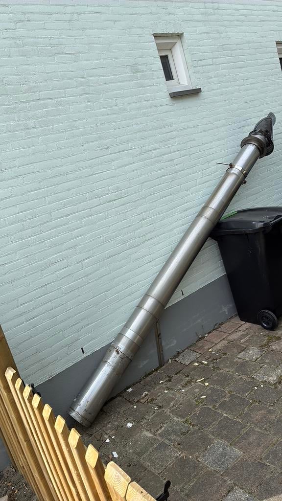 Dubbelwandig kachelpijp, Doe-het-zelf en Verbouw, Buizen en Afvoer, Ophalen, Gebruikt, Rvs, 80 mm of meer