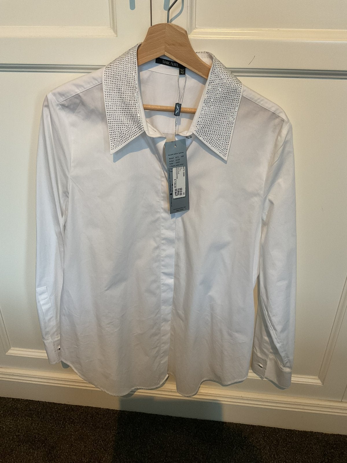 Marc Aurel witte blouse met strass maat 42 nieuw, Ophalen of Verzenden, Nieuw, Maat 42/44 (L), Wit