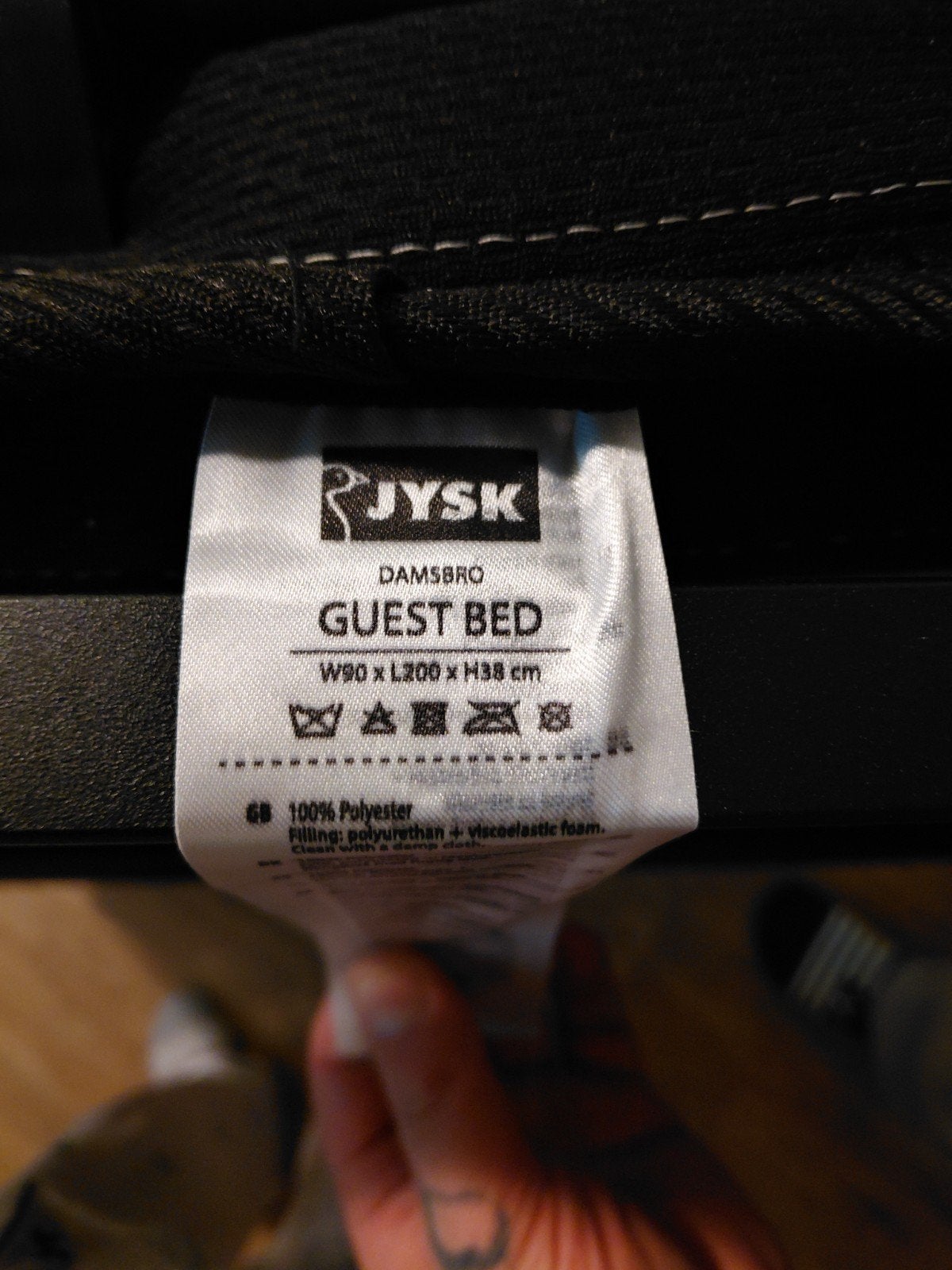 JYSK DAMSBRO Eenpersoons Opklapbaar Logeerbed, Ophalen, 90 cm, Eenpersoons, Zwart