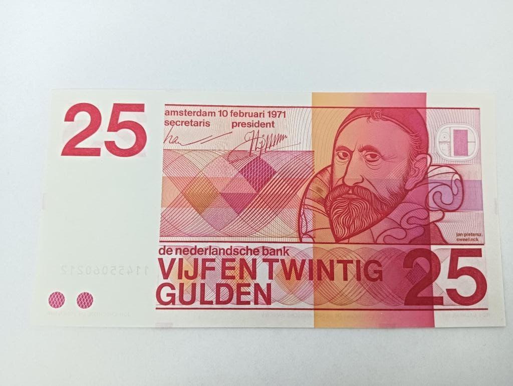 Biljet 25 Gulden 1971 UNC Sweelinck 11 cijfers, Postzegels en Munten, Bankbiljetten | Nederland, Ophalen of Verzenden, 25 gulden