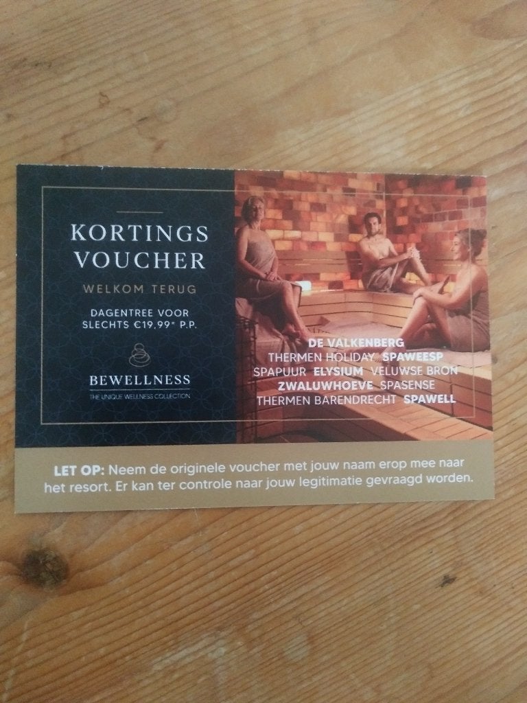 kortingsbon Wellness, Eén persoon, Kortingsbon, Spa of Sauna
