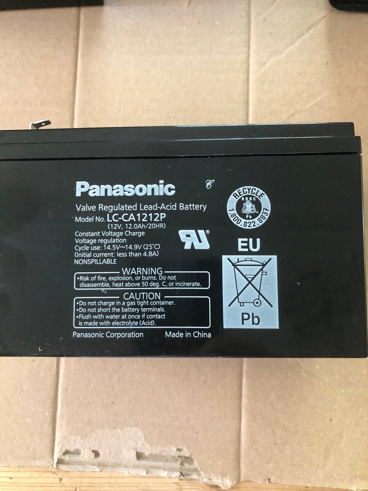 Panasonic Loodaccu LC-CA1212P 12V 12Ah, Ophalen of Verzenden, Gebruikt, Oplaadbaar
