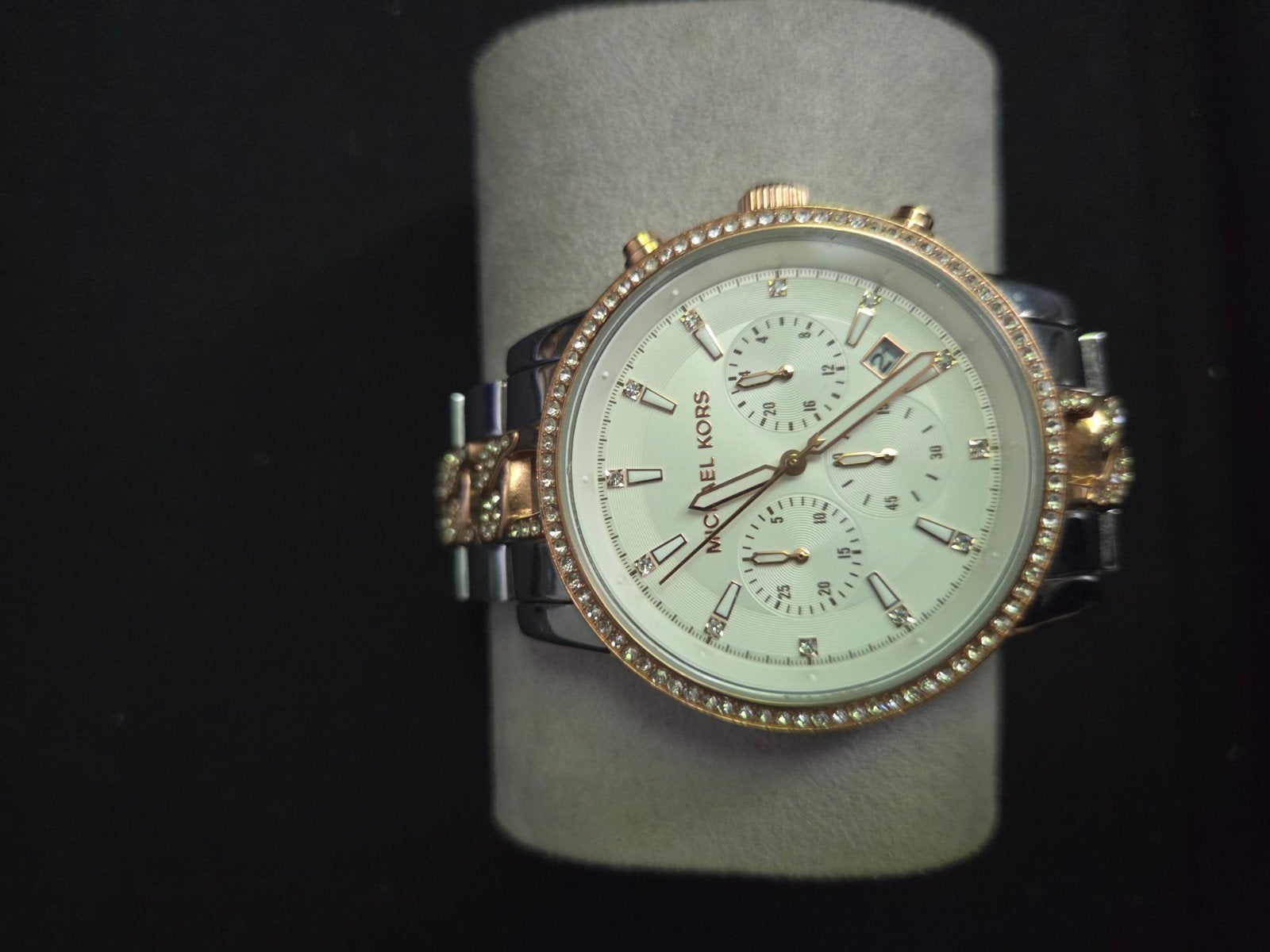 Michael Kors Dameshorloge - Roségoud & Zilver met Strass, Overige merken, Staal, Staal, Polshorloge