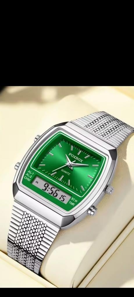 CASİO LOOK VİNTAGE HORLOGE Jaren "80 Retro groen model, Overige merken, Staal, Met bandje, Polshorloge