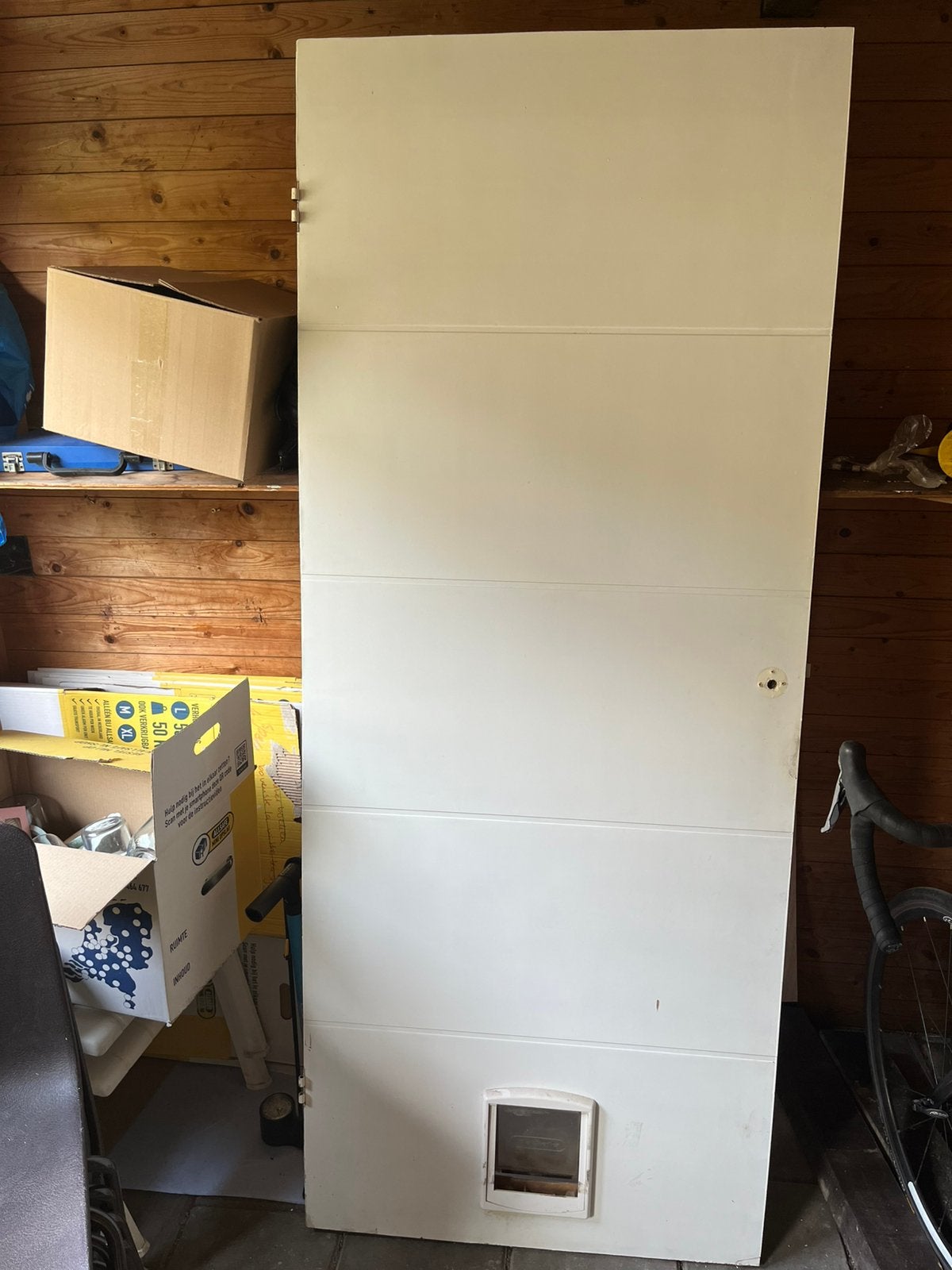 Deur met gat voor kattenluik, Ophalen, Gebruikt, 80 tot 100 cm, Binnendeur