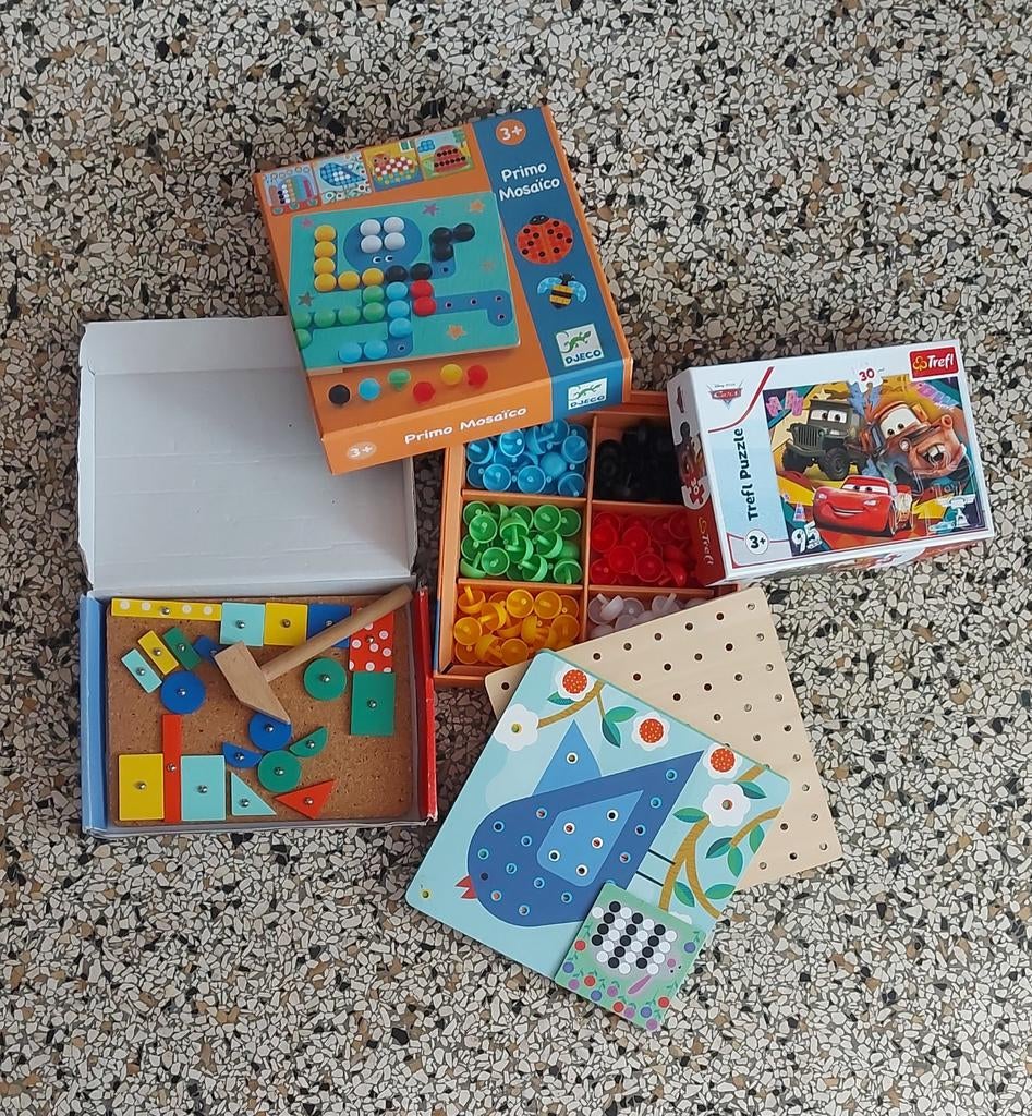 Educatief speelgoed set: mozaïek, hamerbank, puzzel, Ophalen, Zo goed als nieuw